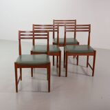 Bovenkamp Vintage Design Teak Wooden Dining Chairs with Leather Upholstery