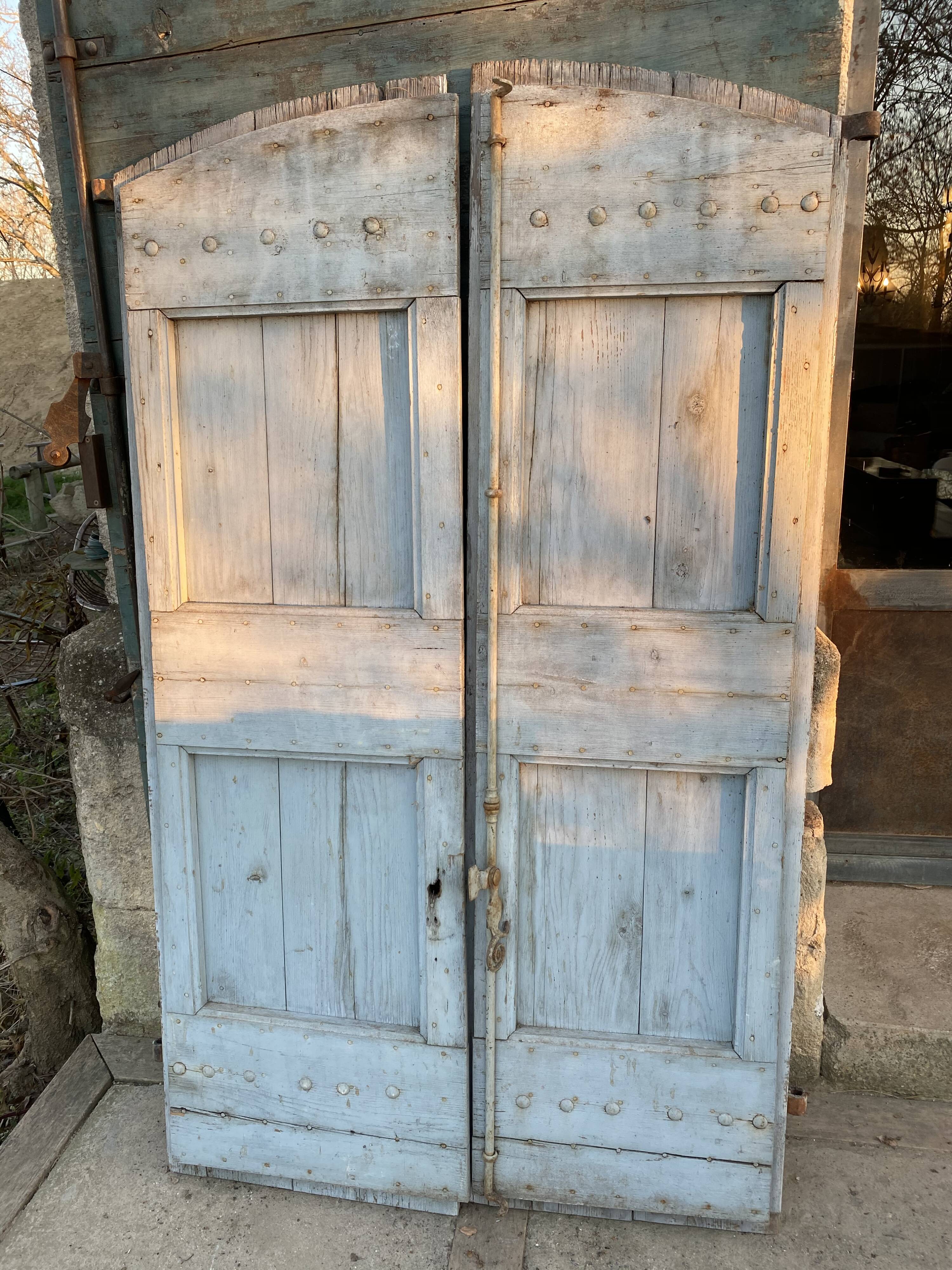 Pair of patinated wood shutters 19th