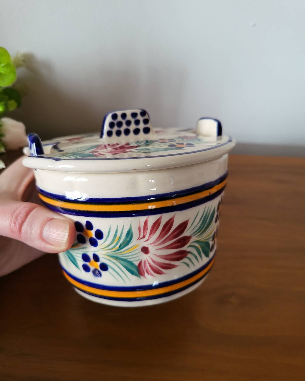 Quimper Earthenware Butter Dish HB Henriot