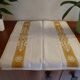 6 serviettes de table brodées blanches et camel 47 x 45