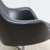 Fauteuil pivotant vintage en similicuir noir par Pastoe 60s