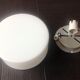 Round ceiling lamp in white opaline / vintage 60s-70s