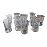 Set of 12 engraved glasses – 50s-60s