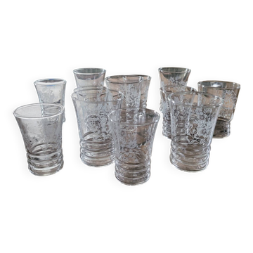 12 verres gravés, années 50-60