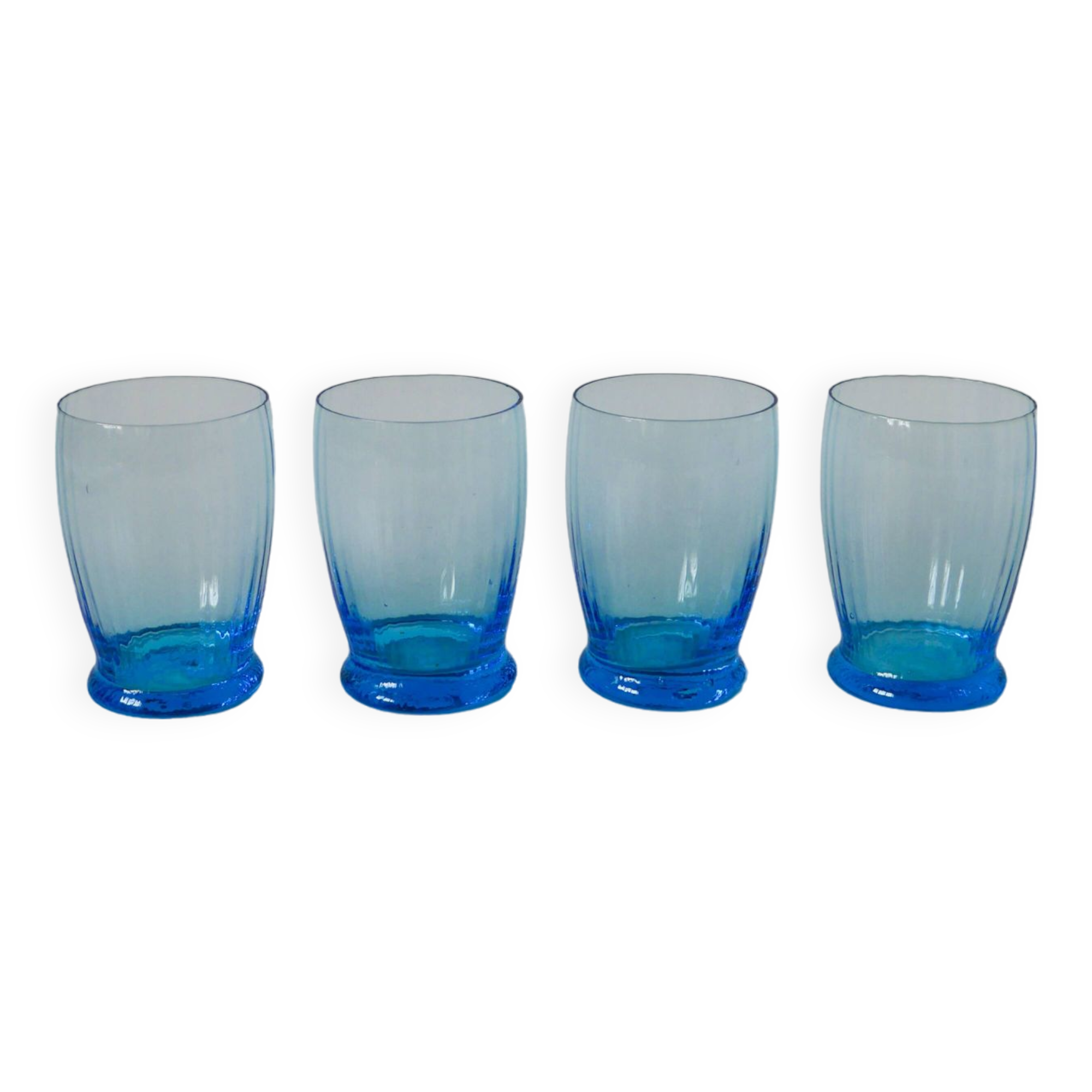 set of 4 art deco turquoise water glasses 1930