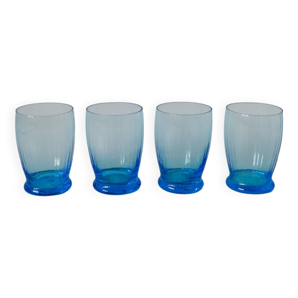 lot de 4 verres à eau turquoise art déco 1930