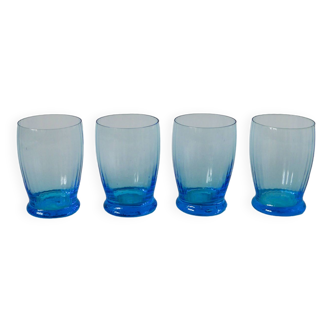 set of 4 art deco turquoise water glasses 1930