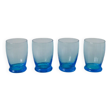 set of 4 art deco turquoise water glasses 1930