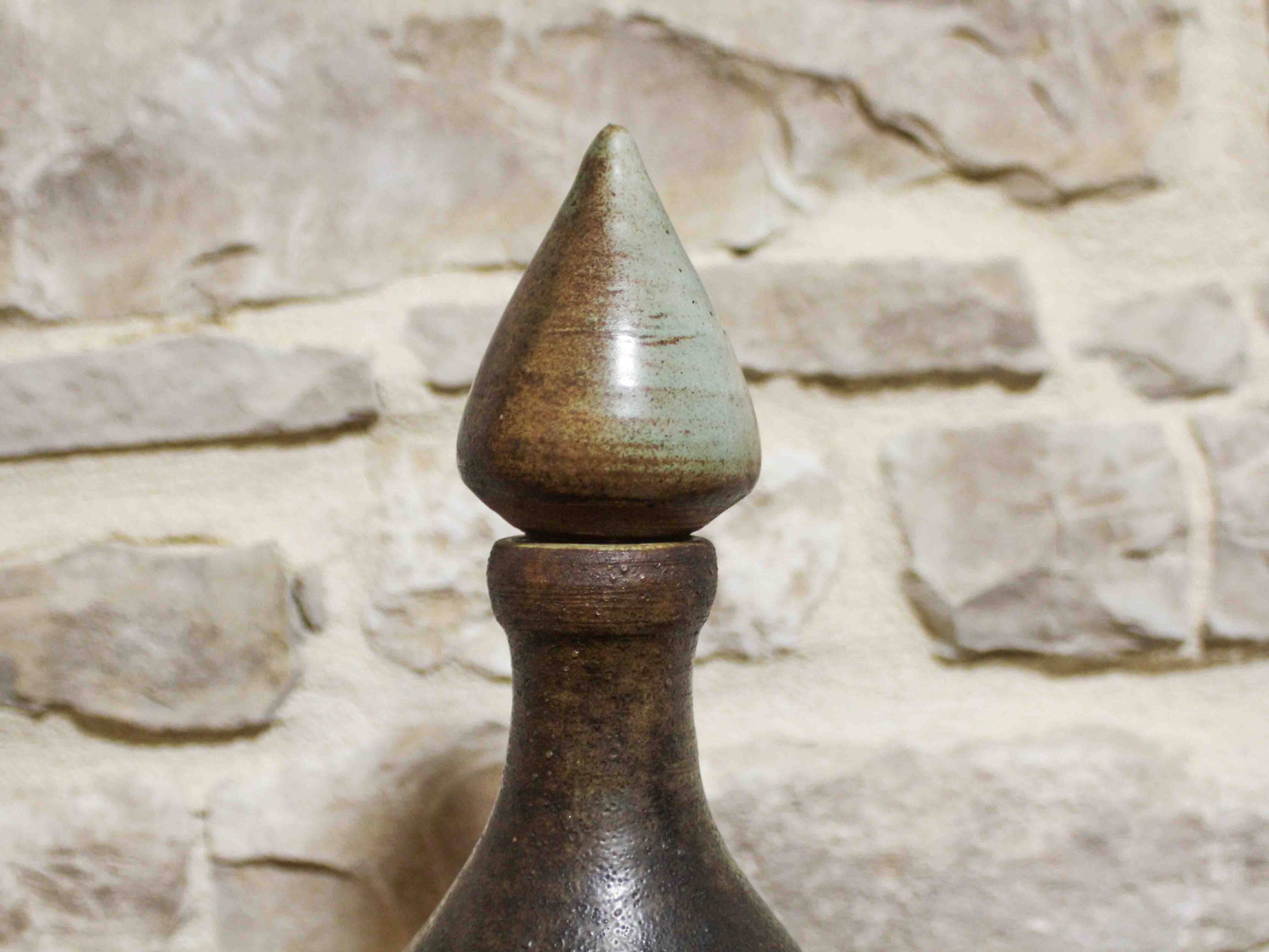 Large enamelled ceramic bottle by Michel Woop in Grimaud