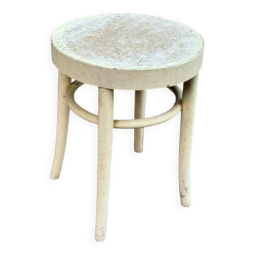Tabouret rond vintage en bois courbe style bistro