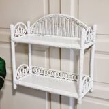 White woven wicker shelf