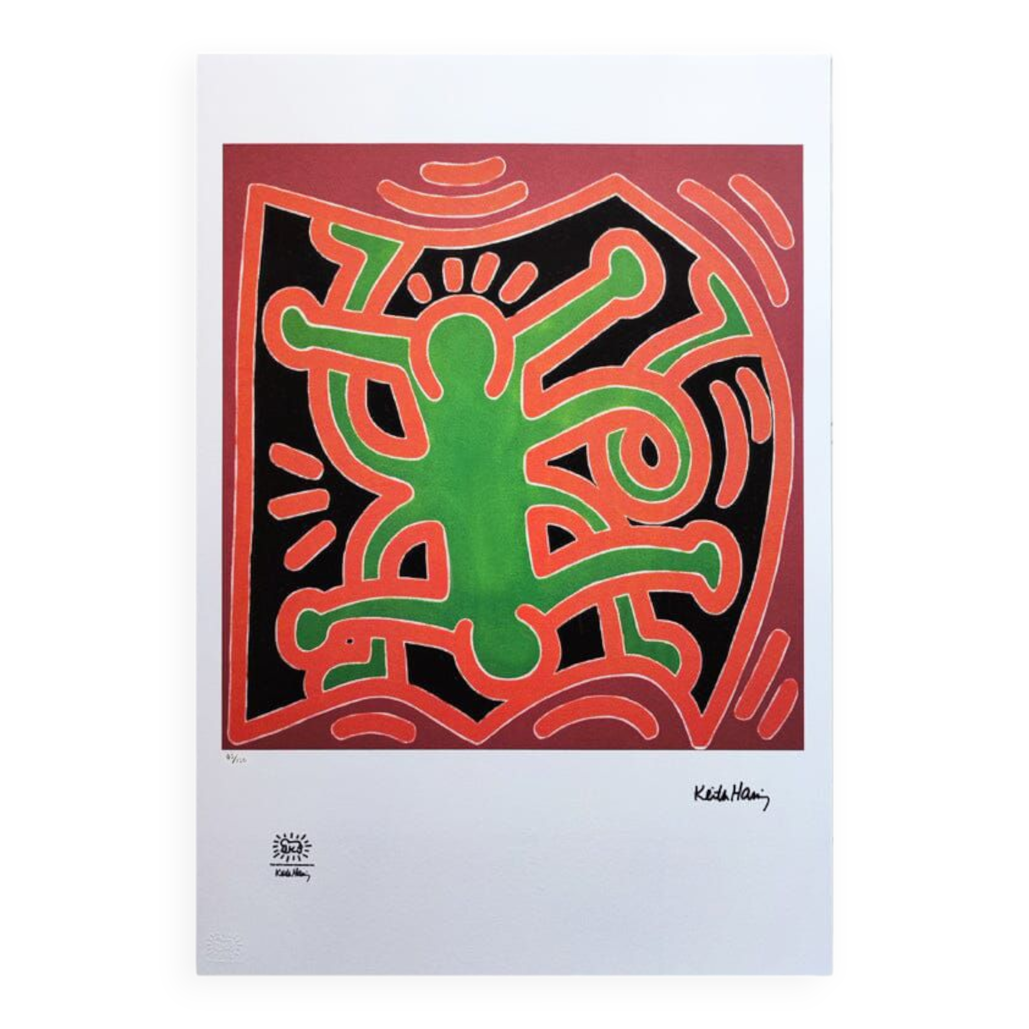 1990s Original Gorgeous Keith Haring Limited Edition Lithograph
