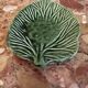 Vintage leaf-shaped green majolica catchall.
