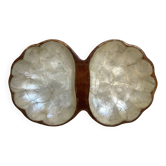 Mother-of-pearl and wooden fruit basket