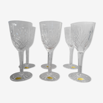 6 glasses of crystal red wine from Lorraine hand-cut antiques.