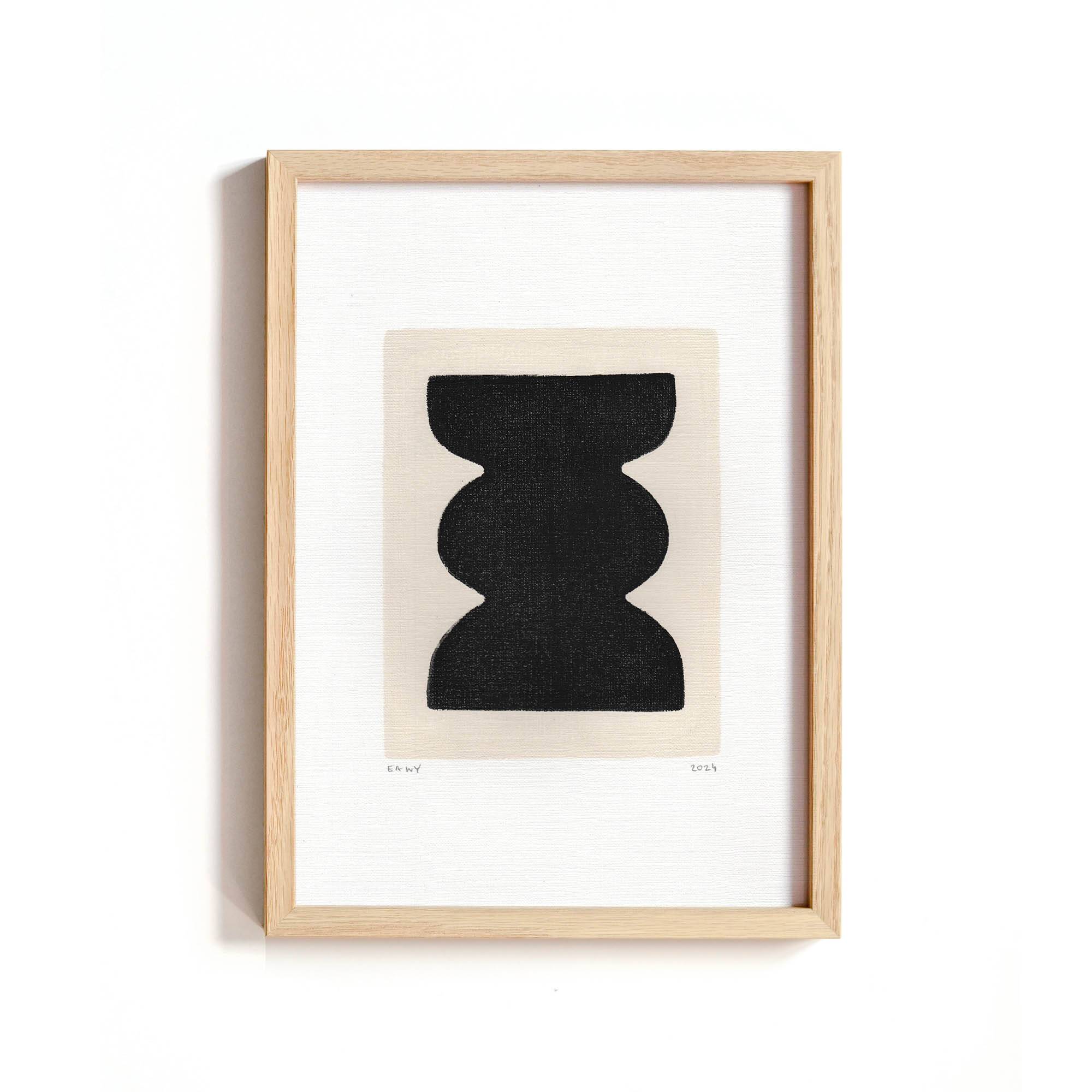 Collection of 4 black abstract paintings on paper signed eawy