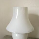 Vintage opaline and brass mushroom lamp
