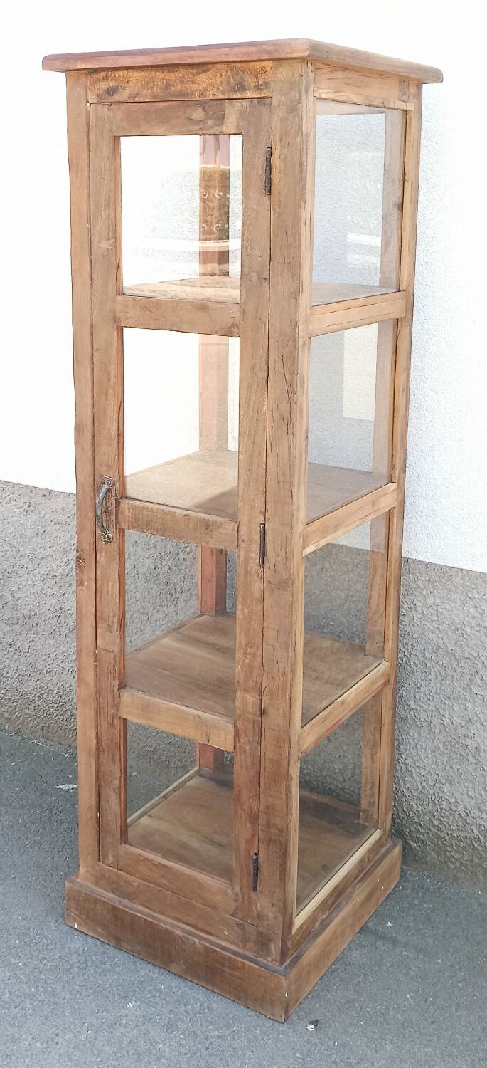 Tall display case in old wood