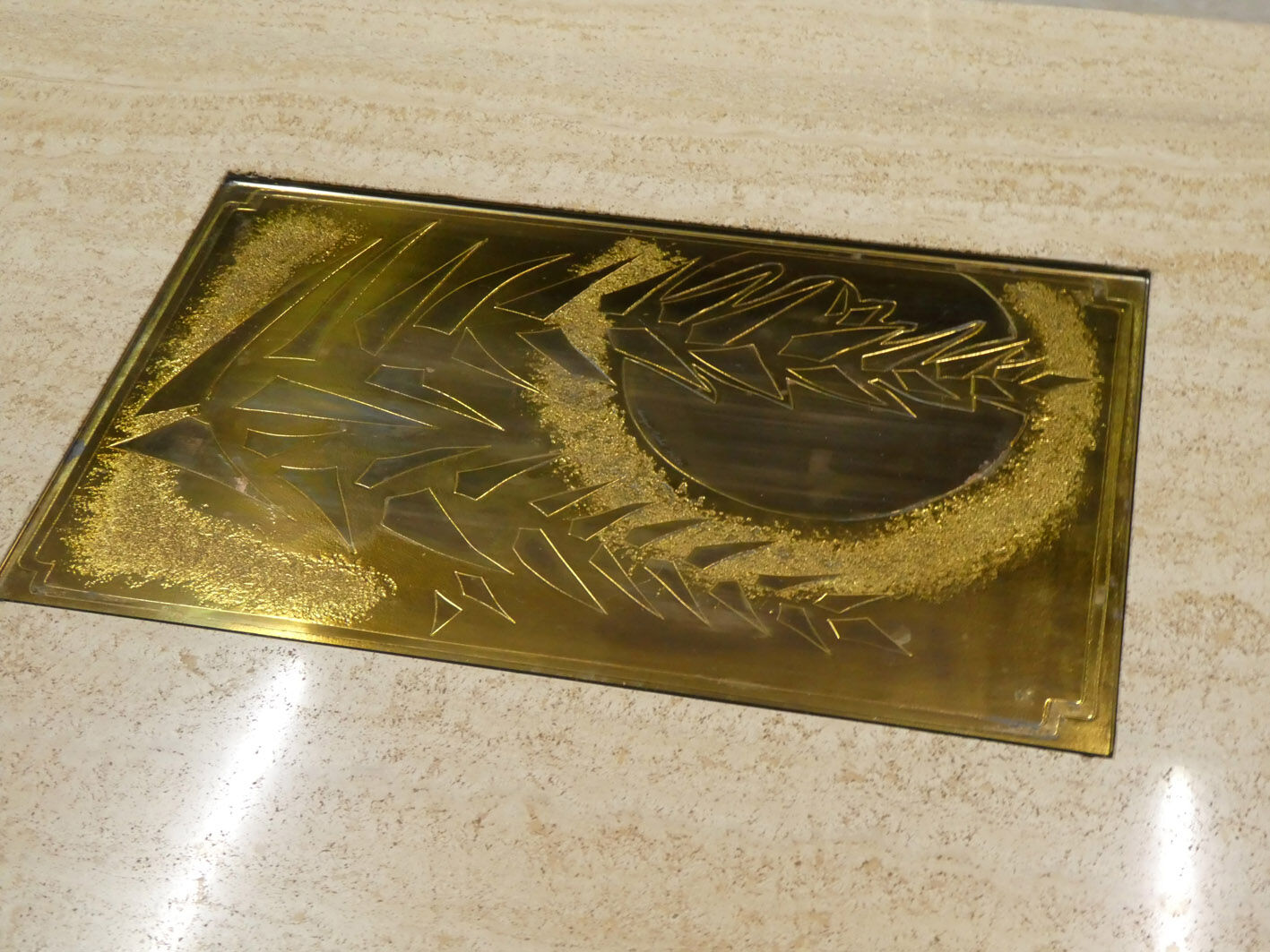 georges Mathias' large travertine coffee table, Belgium, 1970