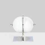 Table lamp in polished metal and opaline, 1970s