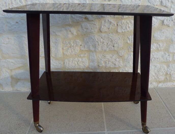 Vintage service cabinet with two trays on wheels