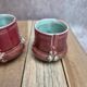 Antique majolica barbotine set – tray and 4 small pots – Art Nouveau