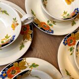 Set of 6 cups and under cups in earthenware