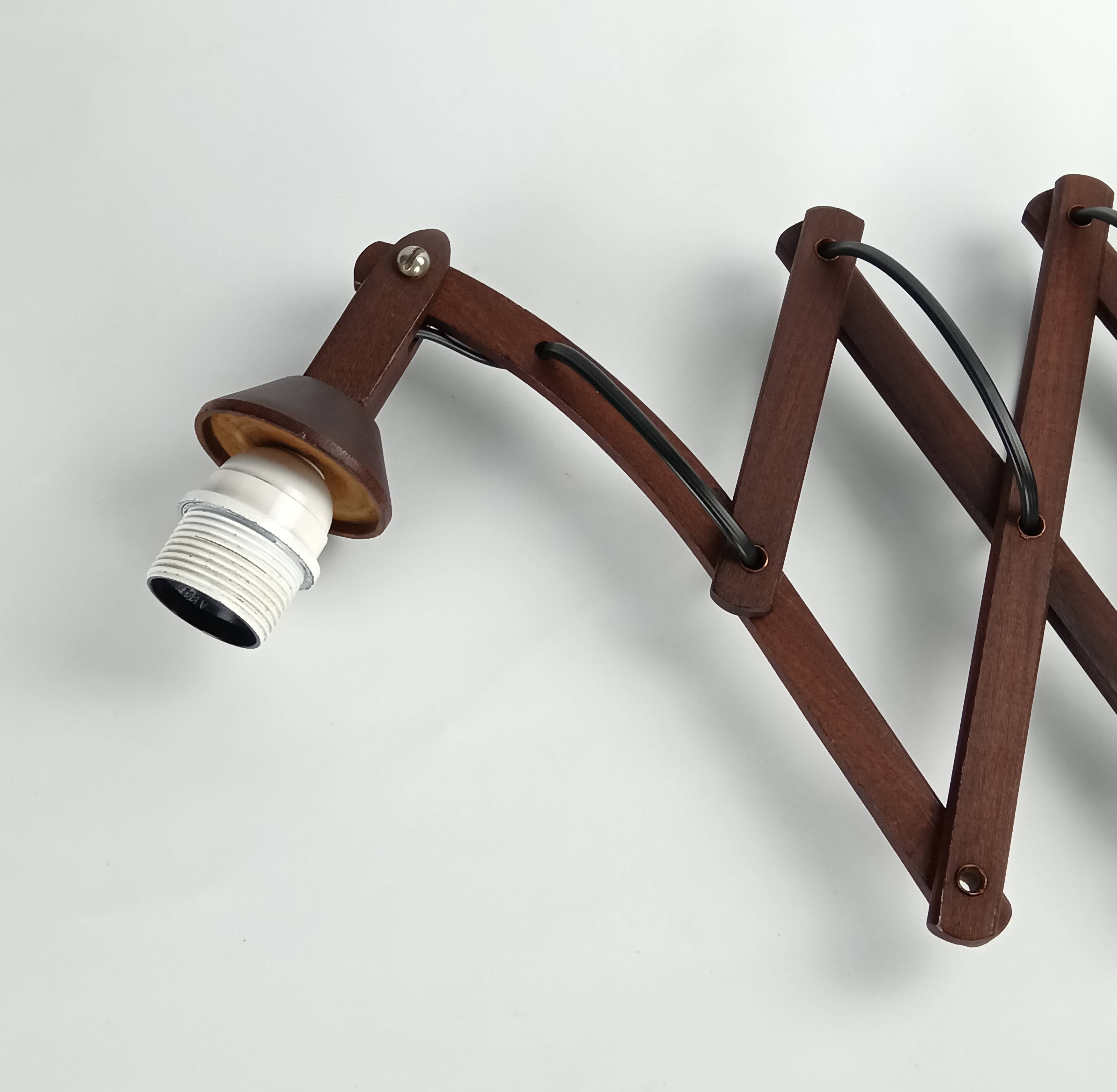 Scandinavian teak accordion lamp from the 1960s.