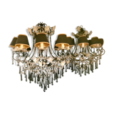 Pair of chandeliers in lacquered metal and faceted pearls