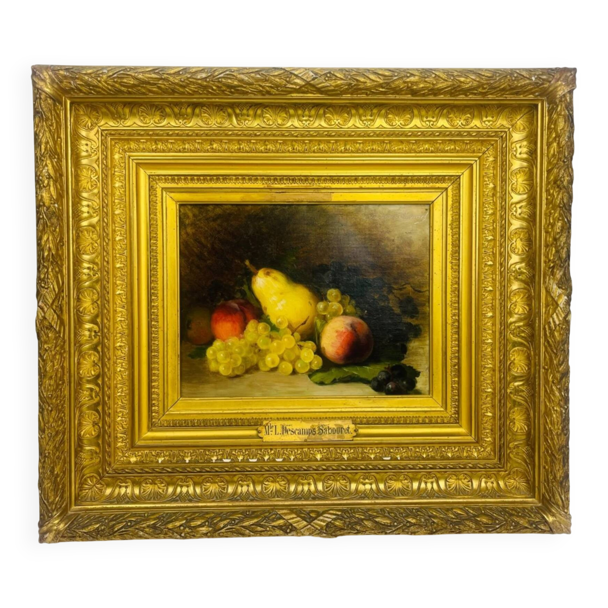 Descamps-Sabouret, still life with fruits, oil on canvas signed
