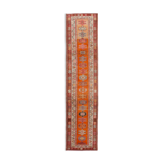 Handmade rustic oriental red runner carpet 90 cm x 388 cm