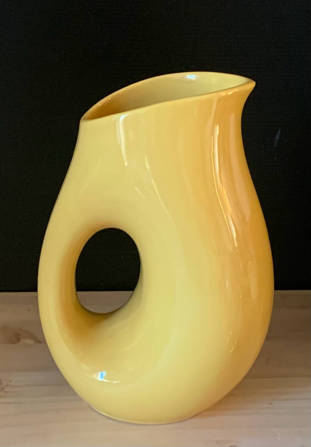 Vintage yellow ceramic pitcher