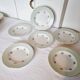 6 assiettes plates porcelaine française l amandinoise vert clair contour or et petites fleurs