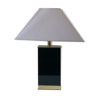 Table lamp in black lacquered wood and brass