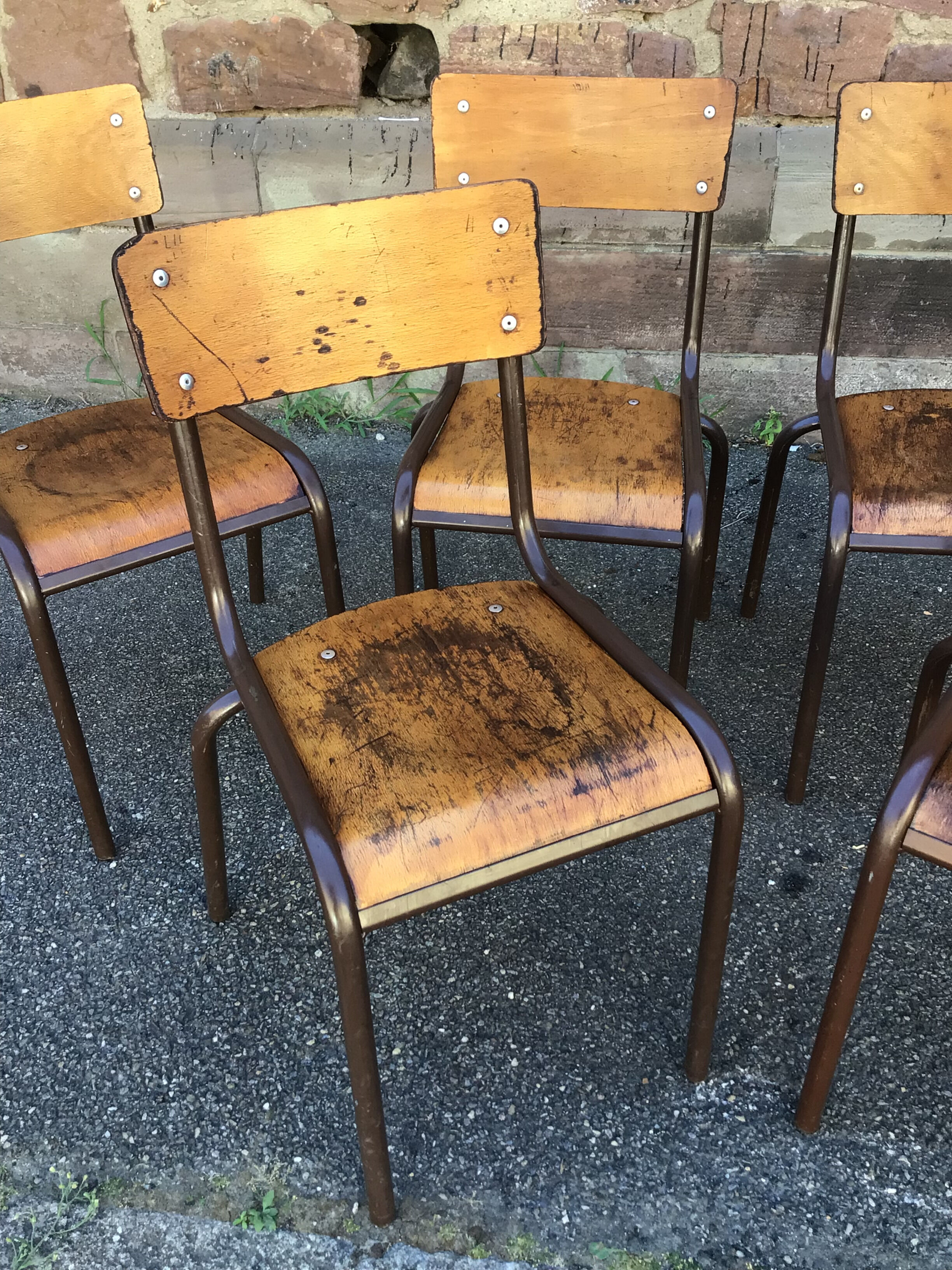 Set of 6 vintage school industrial school chairs