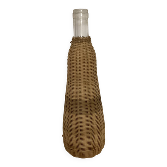 Glass and woven rattan bottle