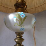 lampe à huile électrifiée, en laiton et onyx