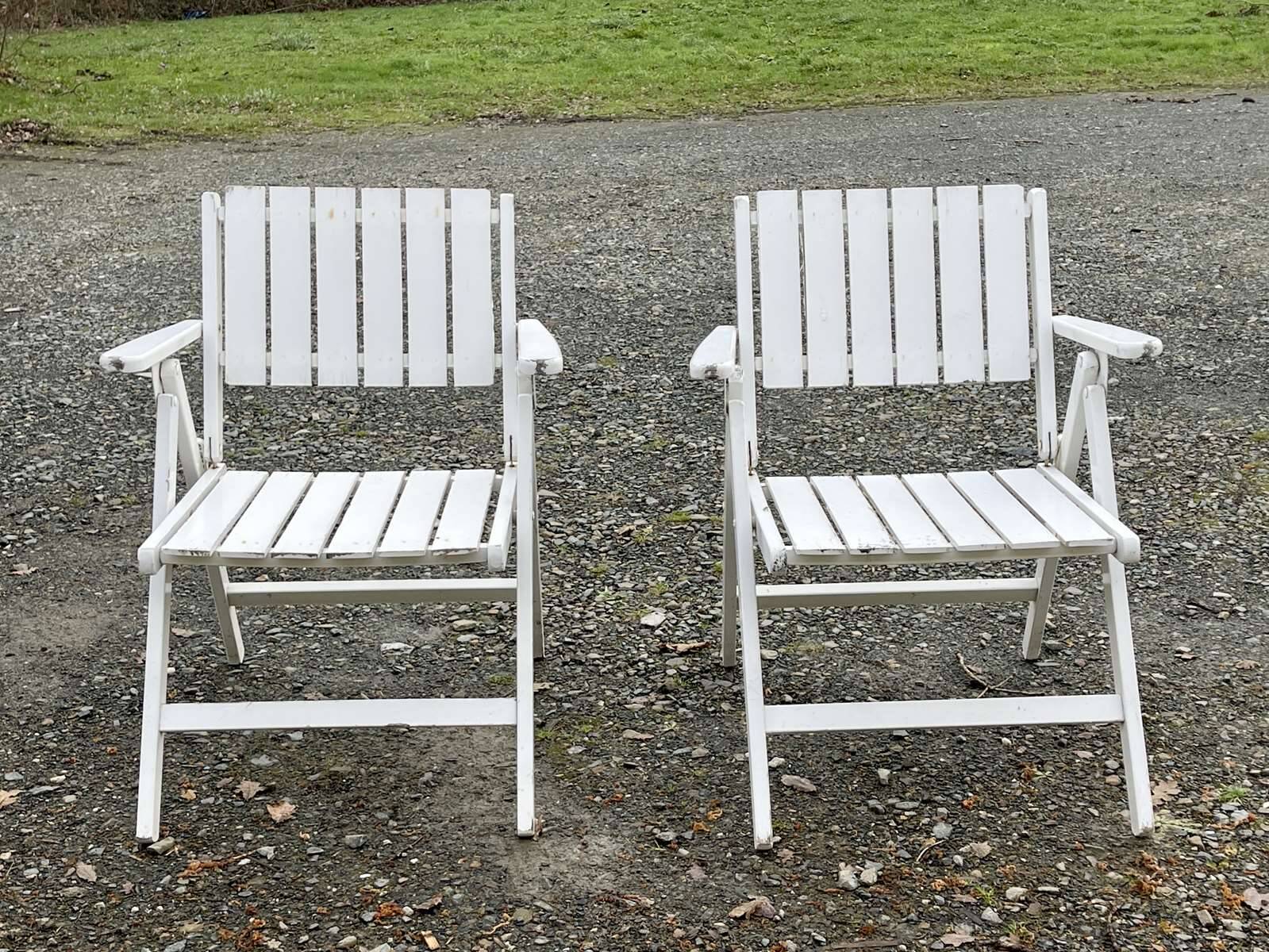 Pair of wooden garden armchairs from the 1960s from the youpy brand