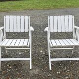 Paire de fauteuils de jardin en bois des années 1960 de la marque youpy