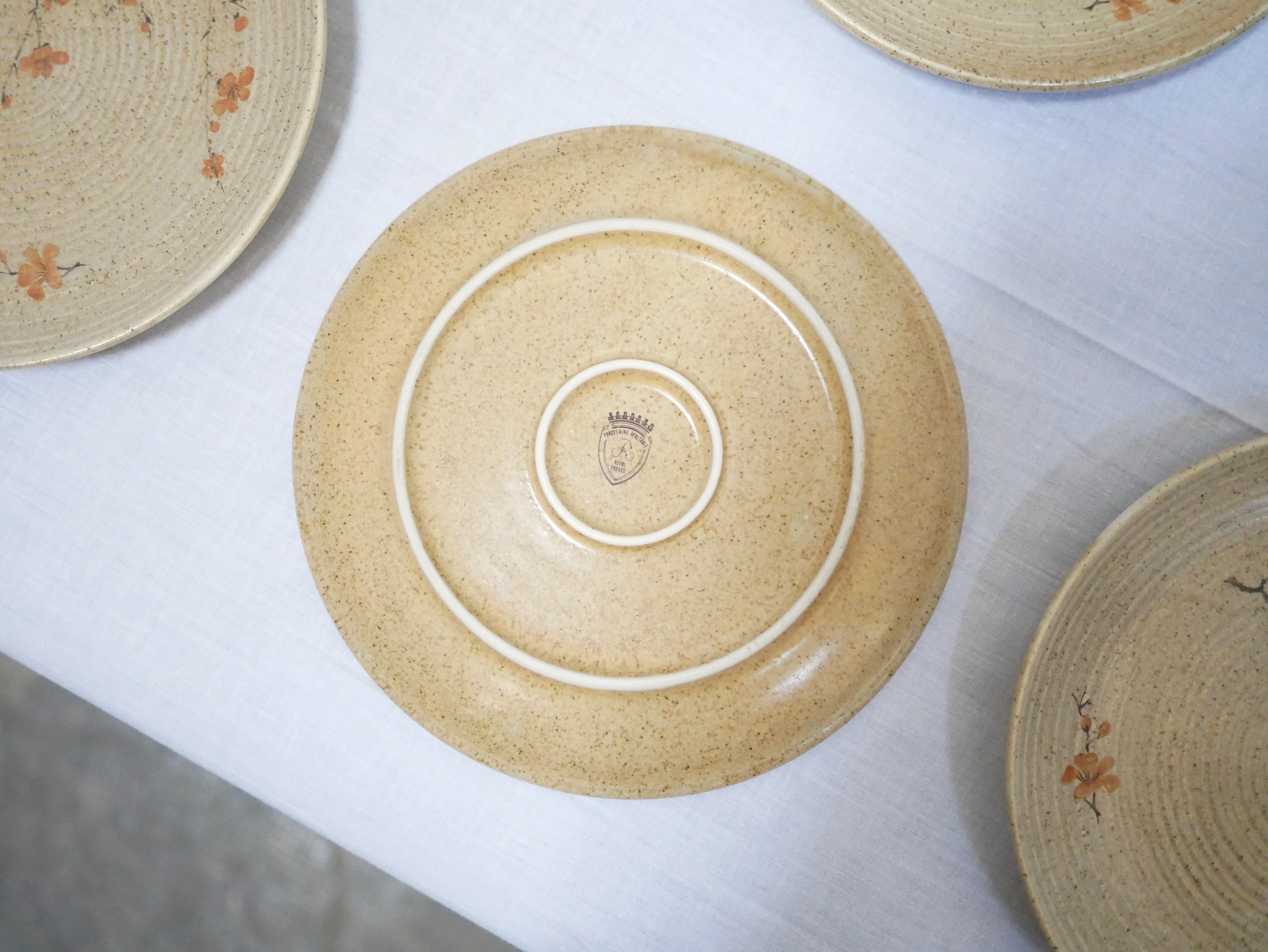 Set of 6 vintage porcelain dessert plates by Maison Revol, France