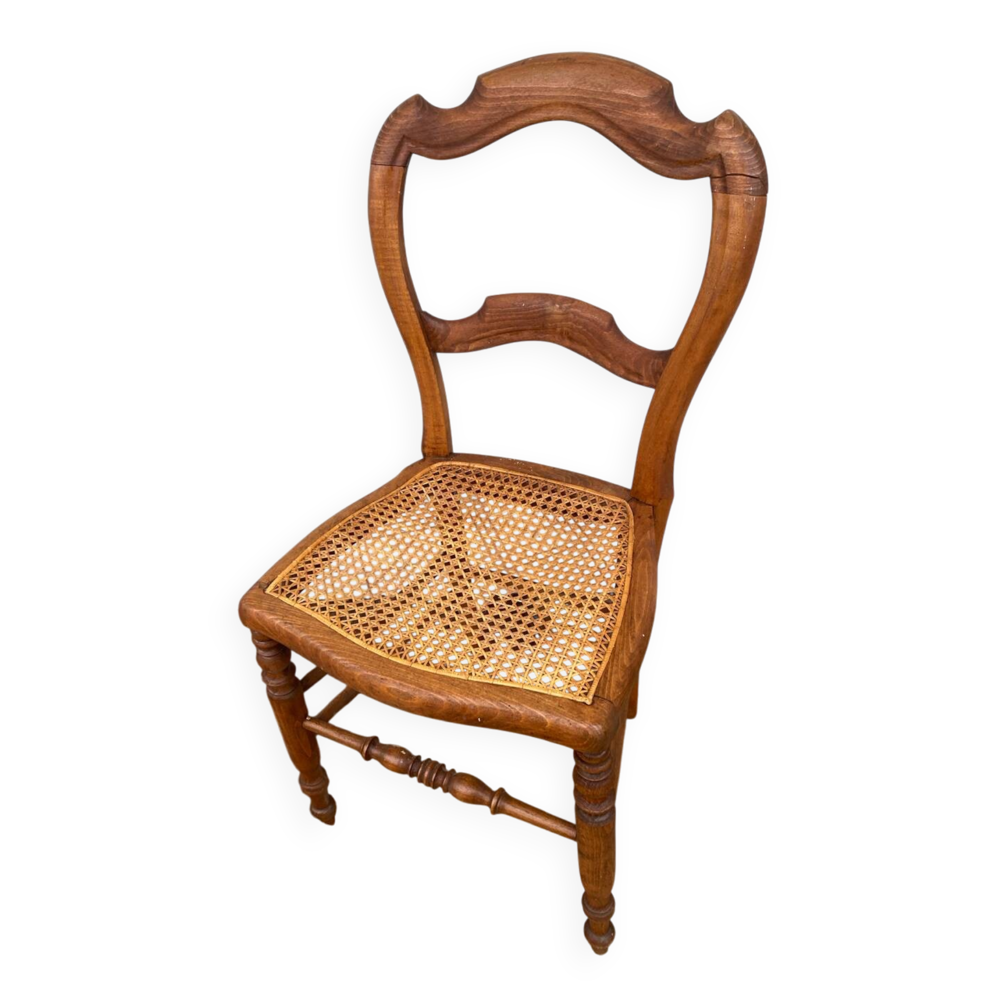 Chaise ancienne Louis Philippe bois + assise cannée vintage