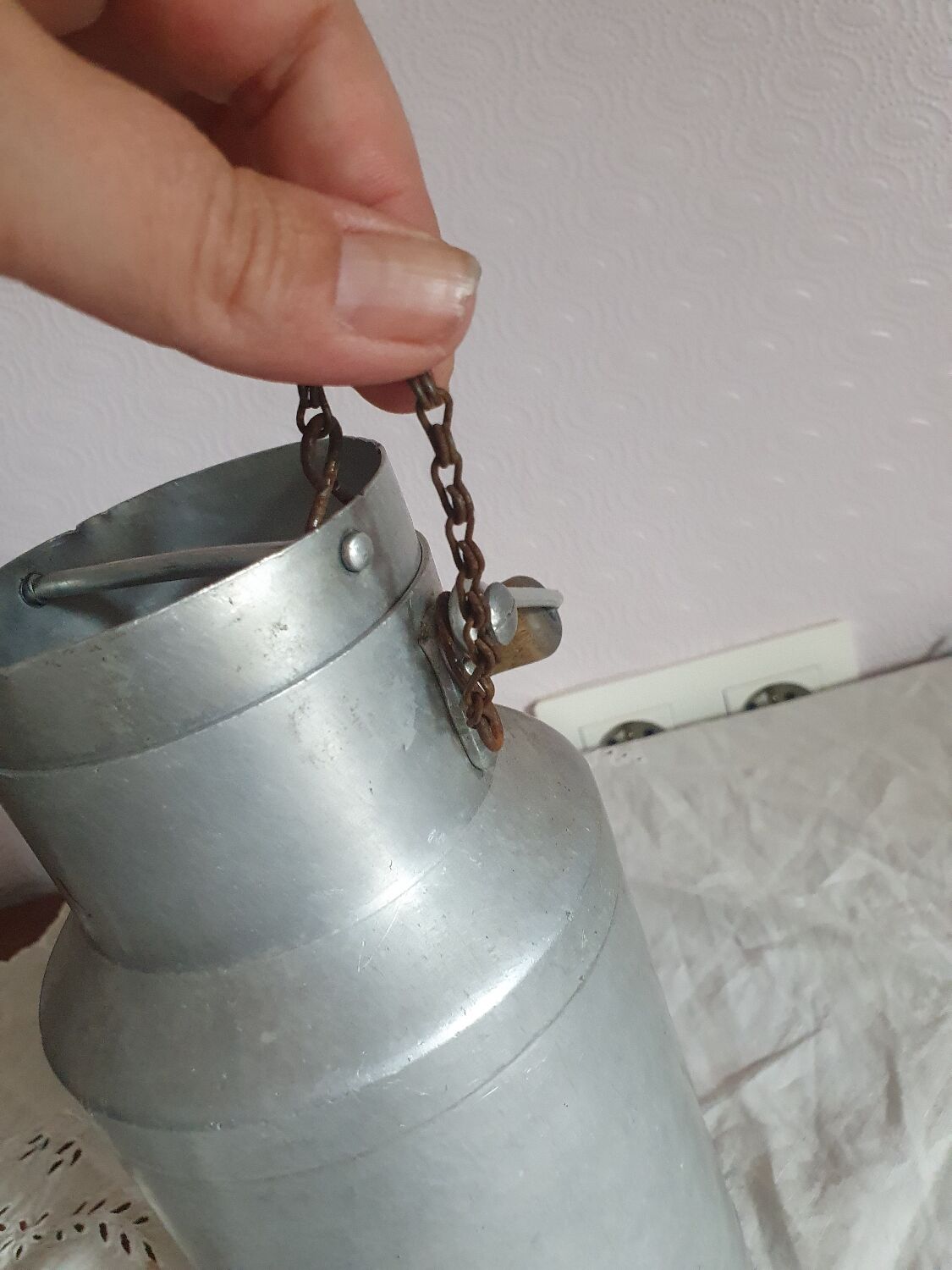 Milk jug whole milk can in vintage aluminum