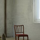 Set of 6 modern classic Danish dining chairs, oak with upholstered seats, 1950s.