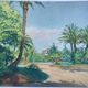 Original watercolor by tony minartz (1870-1944) spring walk in a park on the côte d'azur