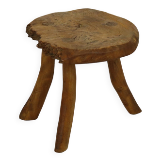 Unique rural tree trunk stool tabuuret root wood robust tripod