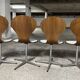 Suite de 4 chaises vintage bois cintré et palissandre. Allemagne, années 60