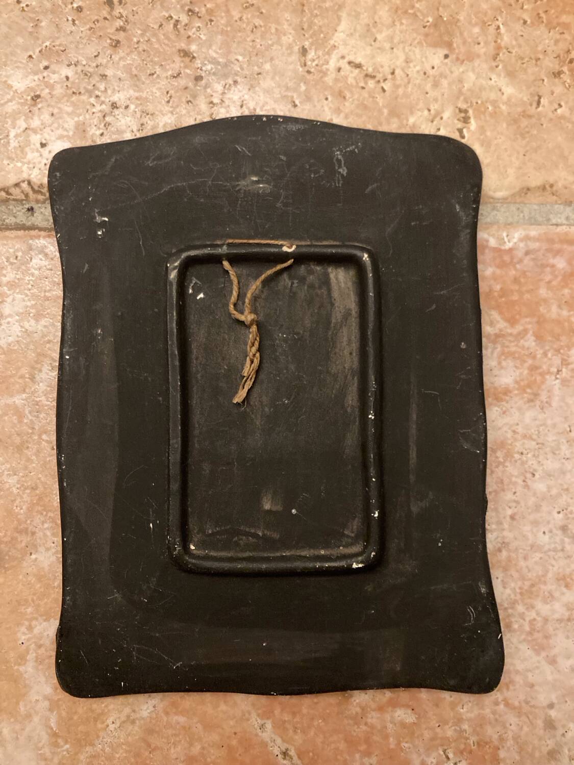 Vintage hanging decorative plate in lava stone