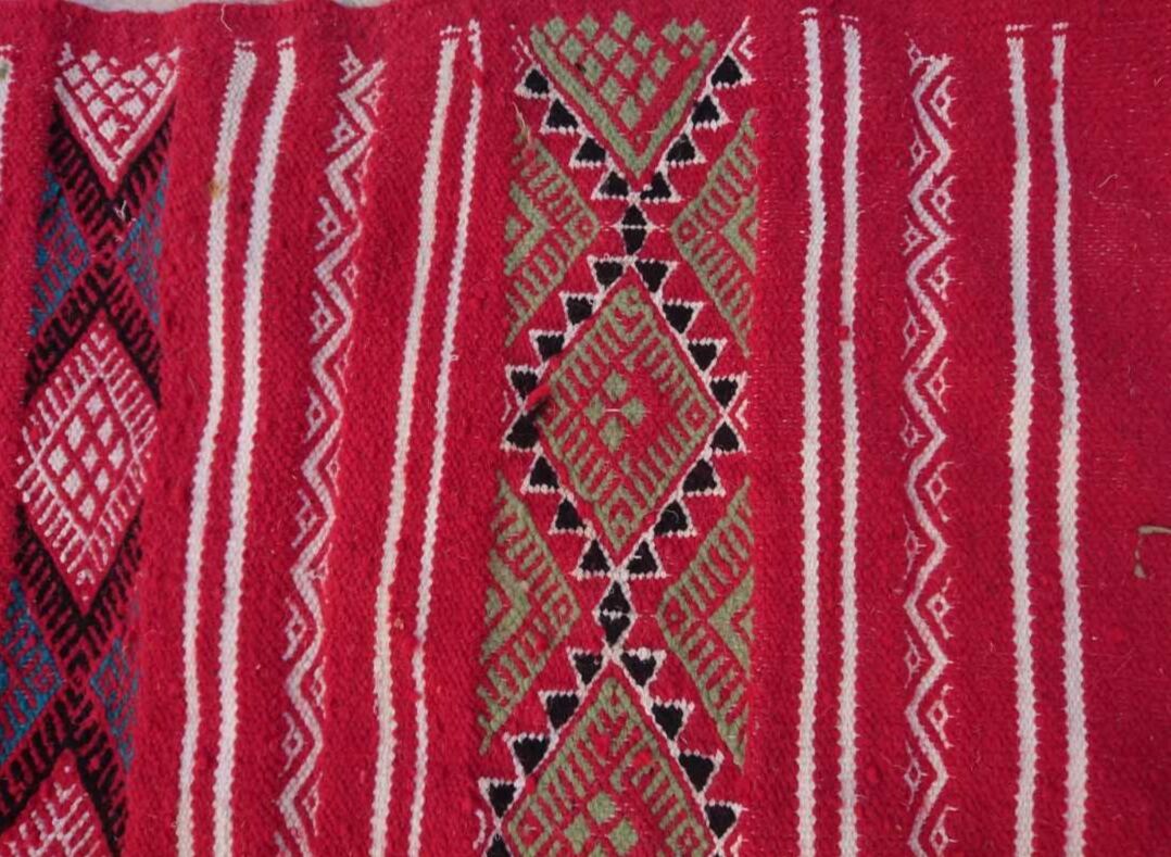 Handmade red Berber kilim rug 210x100cm