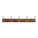 Vintage wooden wall coat rack - 5 hooks