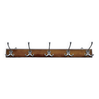 Vintage wooden wall coat rack - 5 hooks